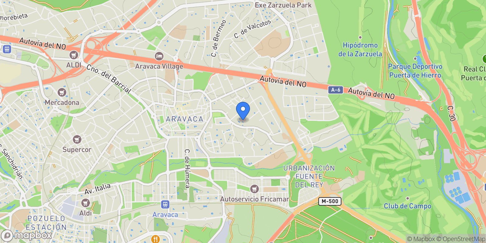 Map showing Madrid, Madrid, Moncloa-Aravaca, Madrid, Spain.