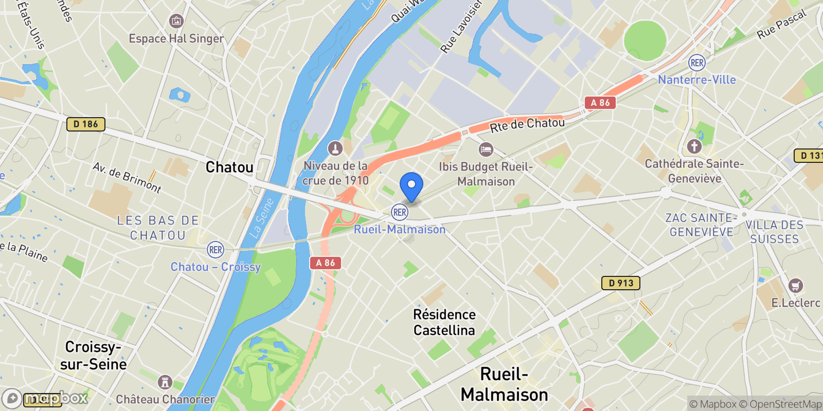 Map showing RUEIL MALMAISON, J 92500, Rueil-Malmaison, Île-de-France, France.
