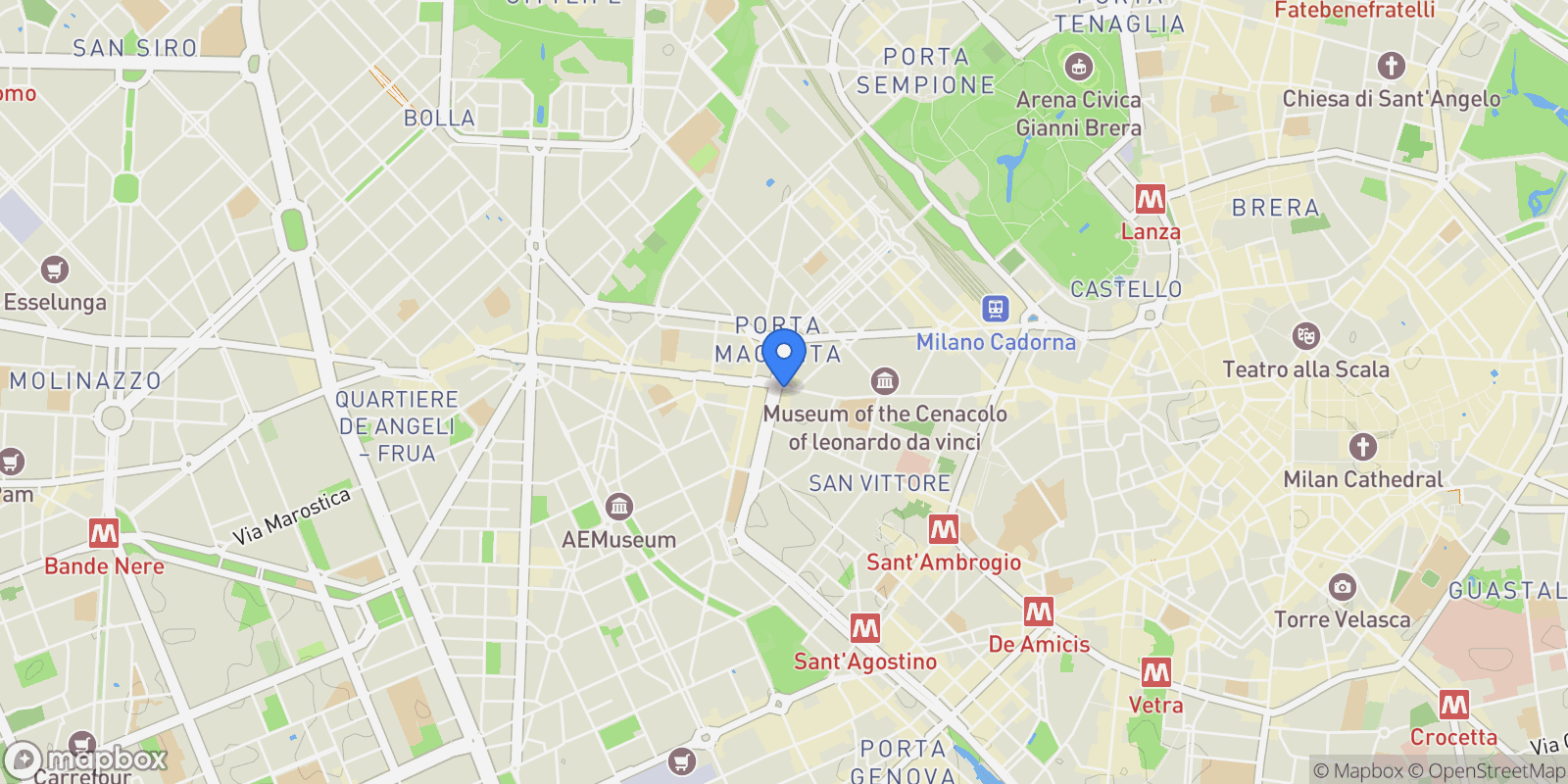 Map showing Corso Magenta 87, Milan, Lombardy, Italy.