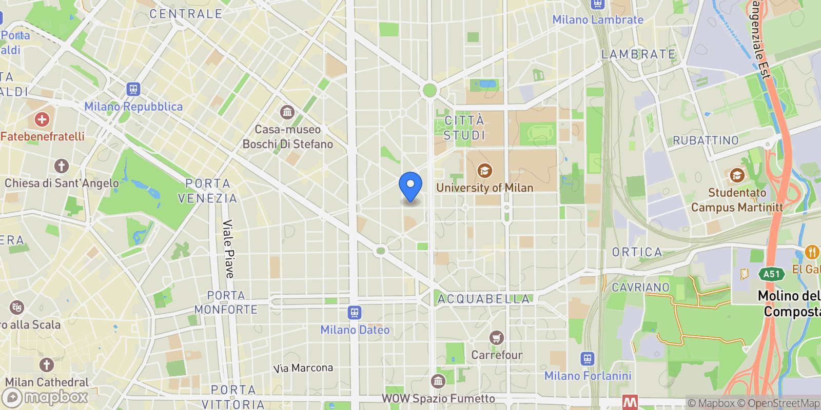Map showing Via Filippo Juvara 9, Milan, Lombardy, Italy.