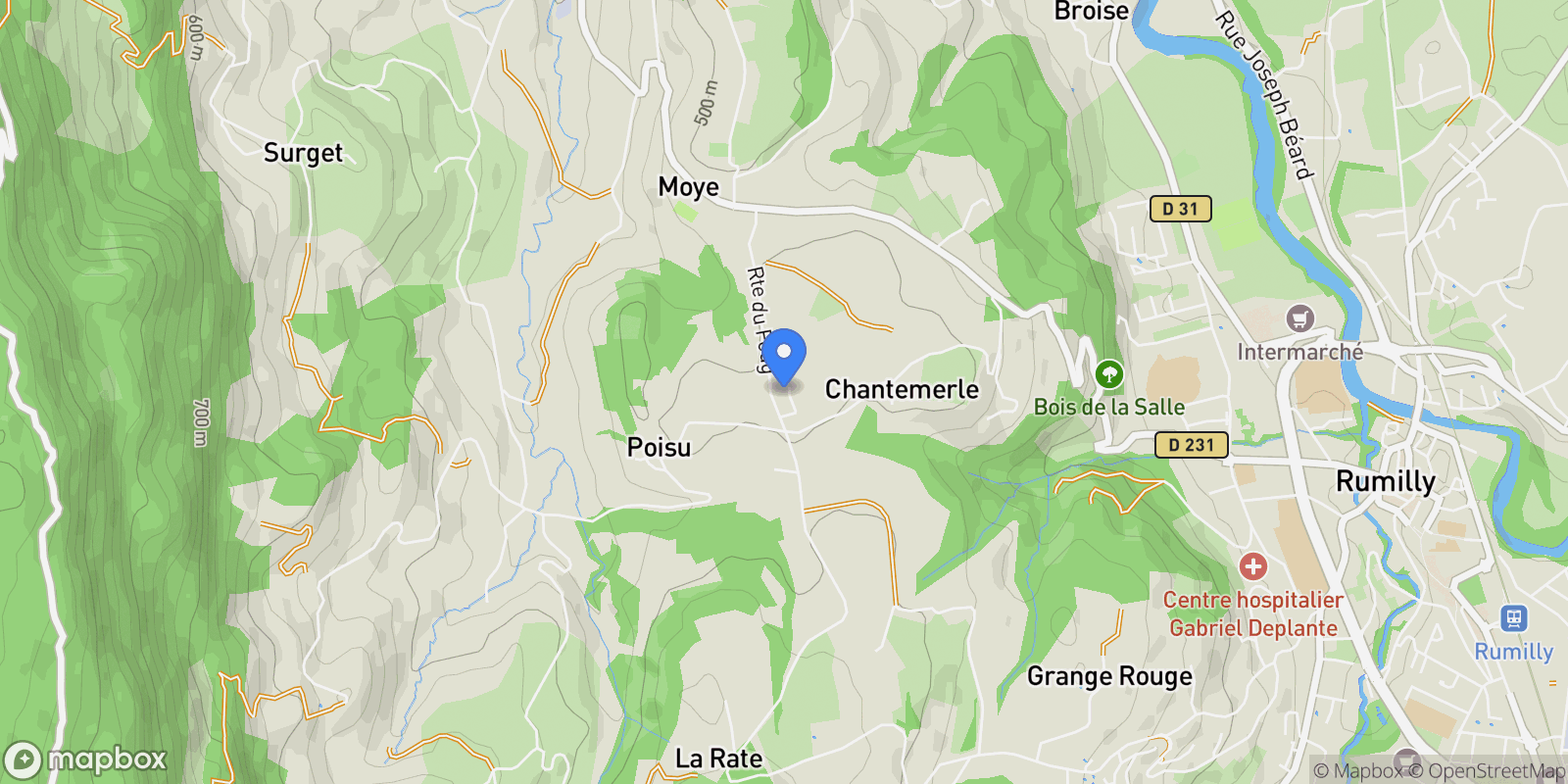 Map showing Moye, Auvergne-Rhône-Alpes, France.