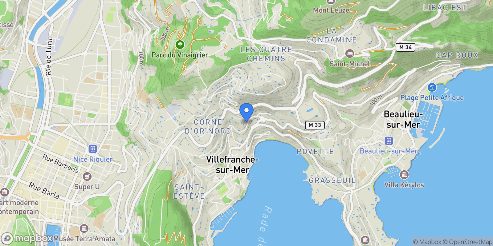 Map showing Boulevard Settimelli Lazare 31, Villefranche-sur-Mer, Provence-Alpes-Côte d'Azur, France.