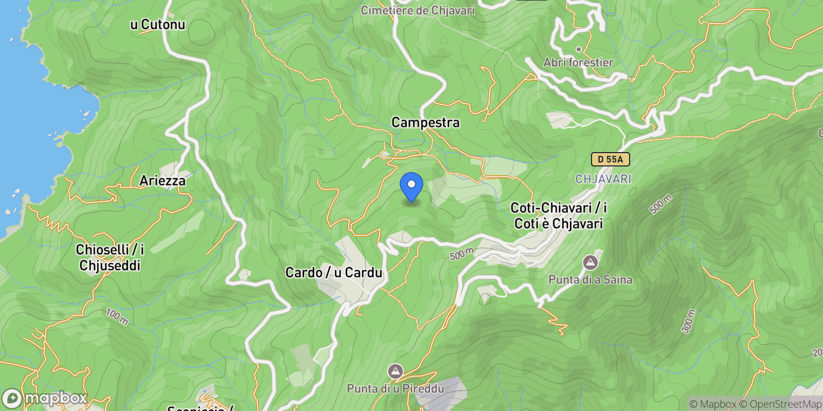 Map showing corse du sud, Coti-Chiavari, Corsica, France.