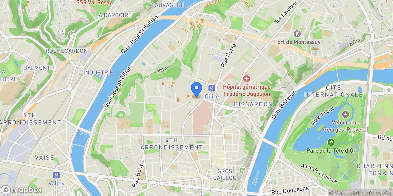 Map showing Caluire-et-Cuire, Auvergne-Rhône-Alpes, France.