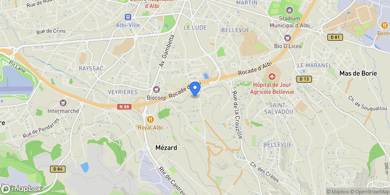 Map showing Albi, Occitanie, France.
