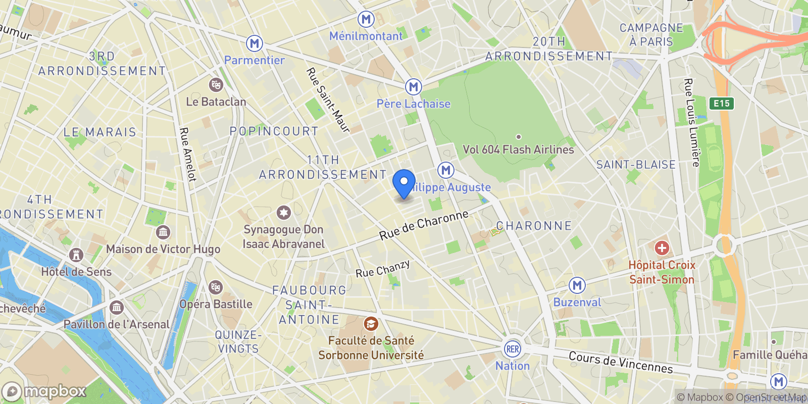 Map showing Paris, Île-de-France, France.