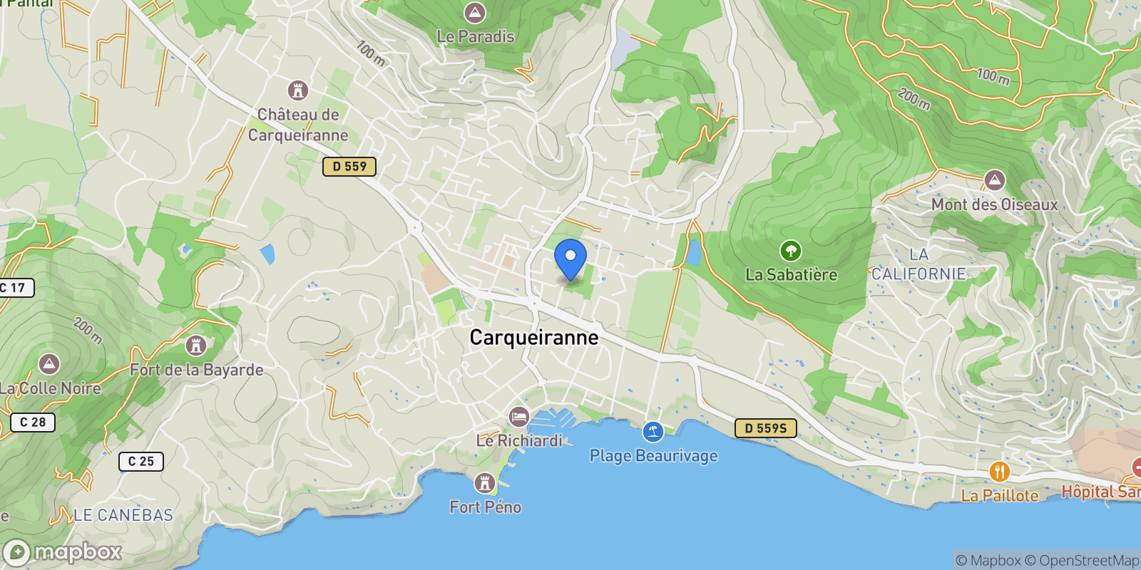 Map showing Carqueiranne, Provence-Alpes-Côte d'Azur, France.