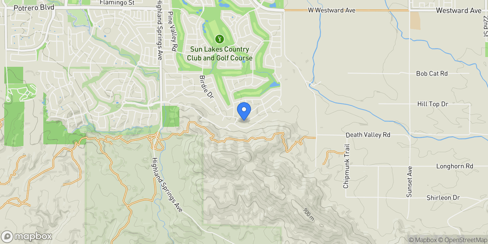 Map showing 2214 Birdie Drive, Banning, CA 92220, Banning, California, United States.