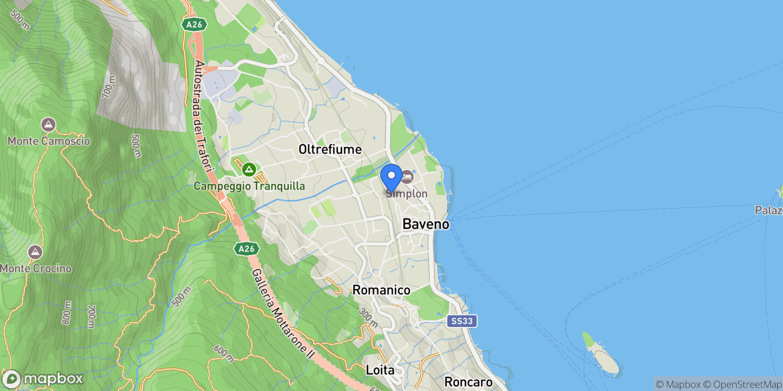 Map showing Via G. Gavazzeni, 28831 Baveno VB, Italy, Baveno, Piedmont, Italy.
