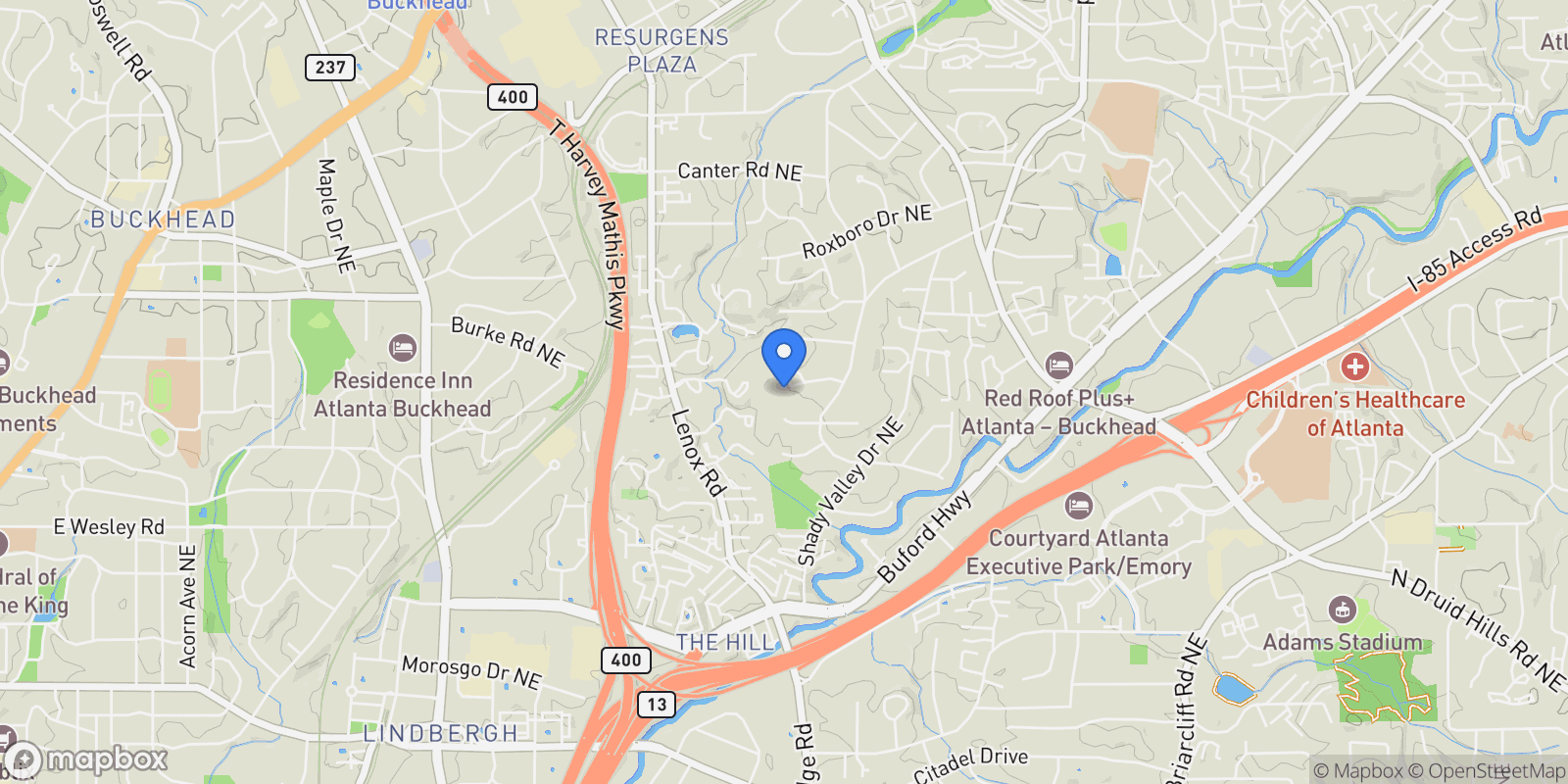 Map showing Atlanta, Georgia, United States.