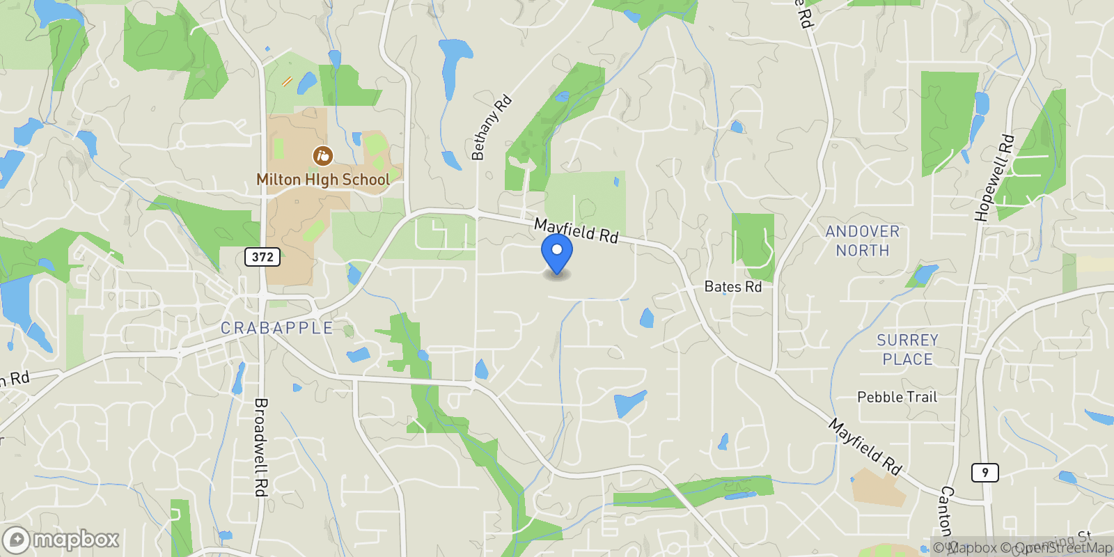 Map showing Milton, Georgia, United States.