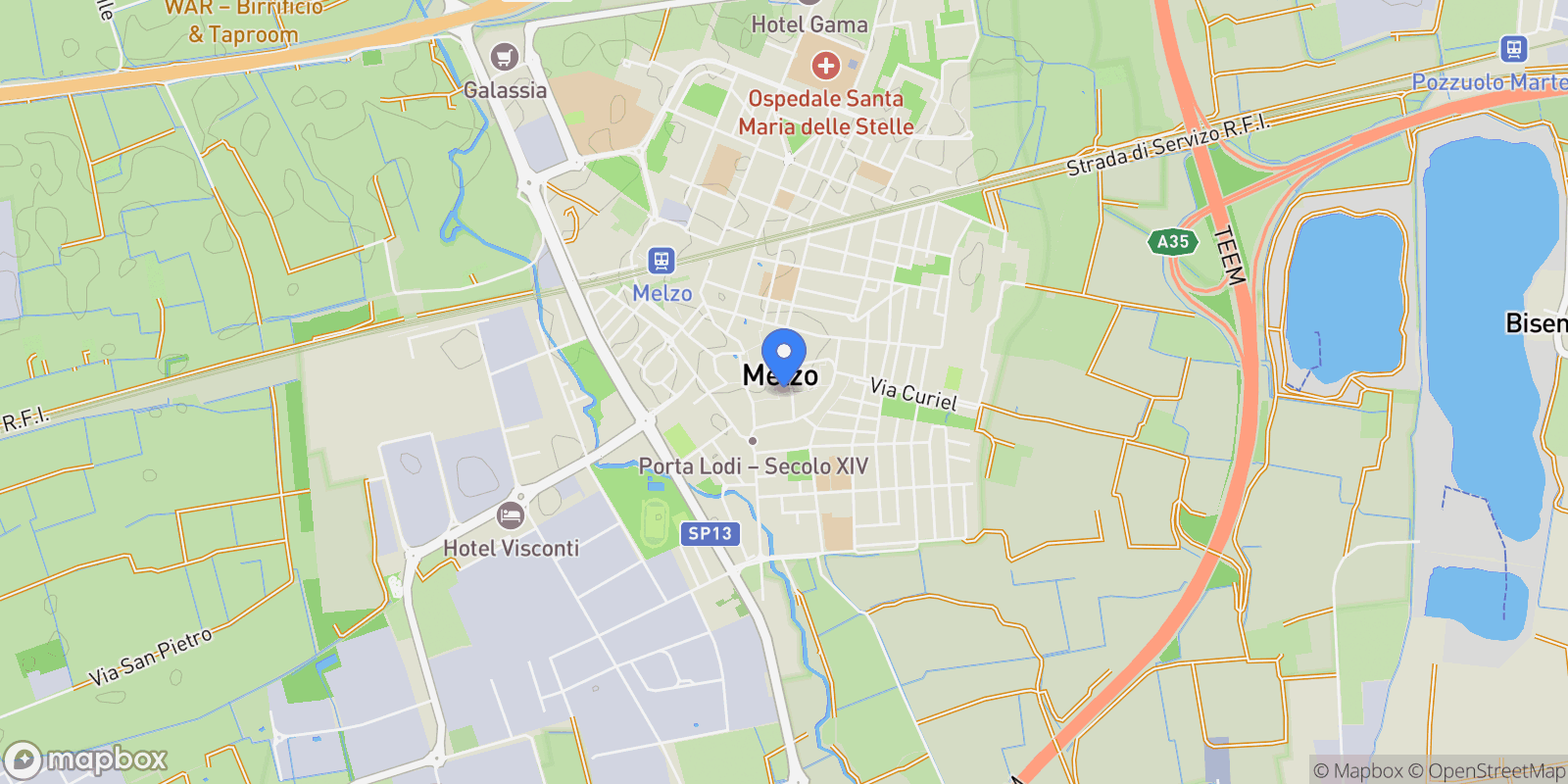 Map showing Via Vittorio Veneto, 5/7">, Melzo, Lombardy, Italy.