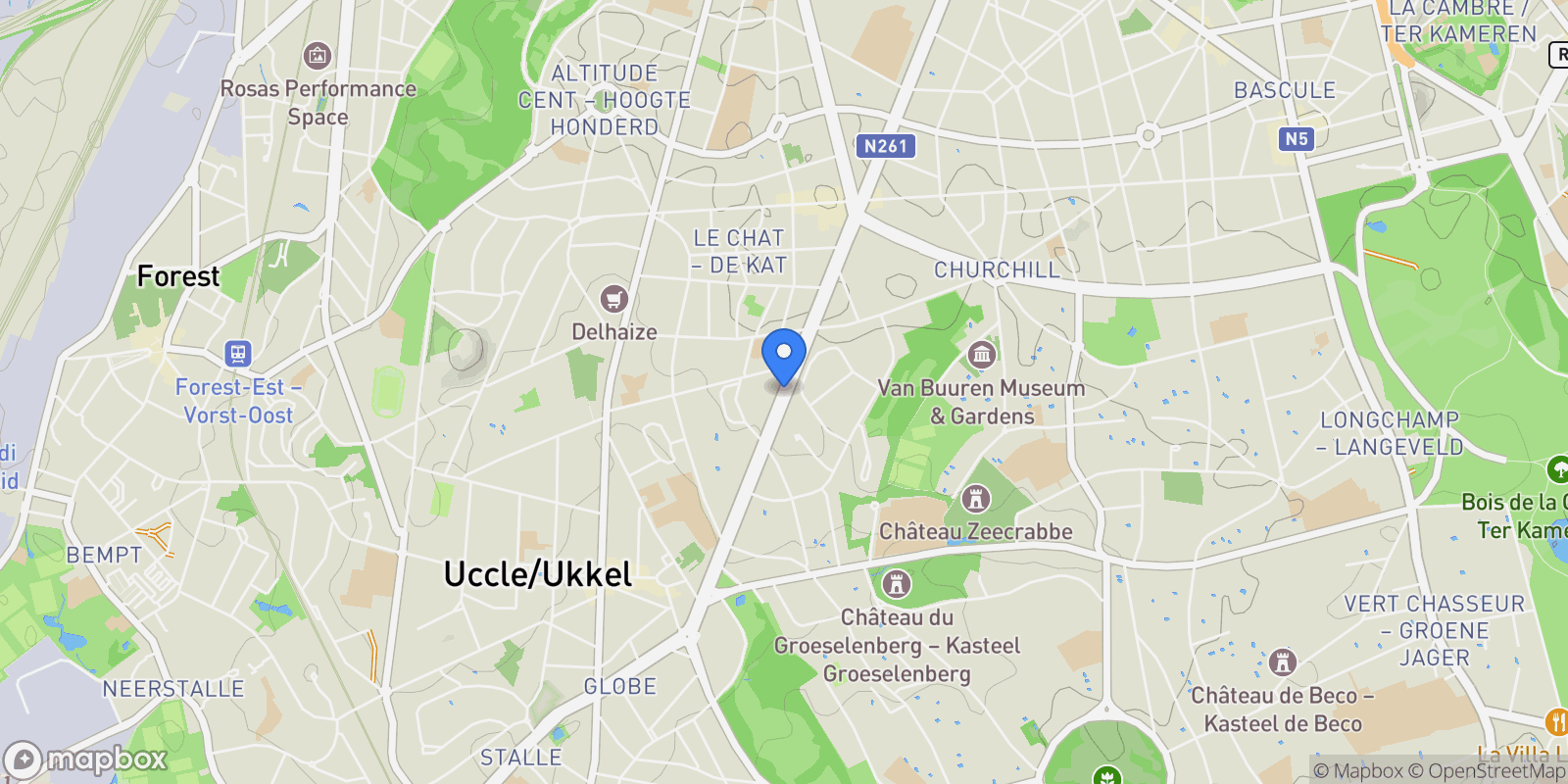 Map showing Av. Brugmann, Uccle, Belgium, Uccle, Brussels, Belgium.