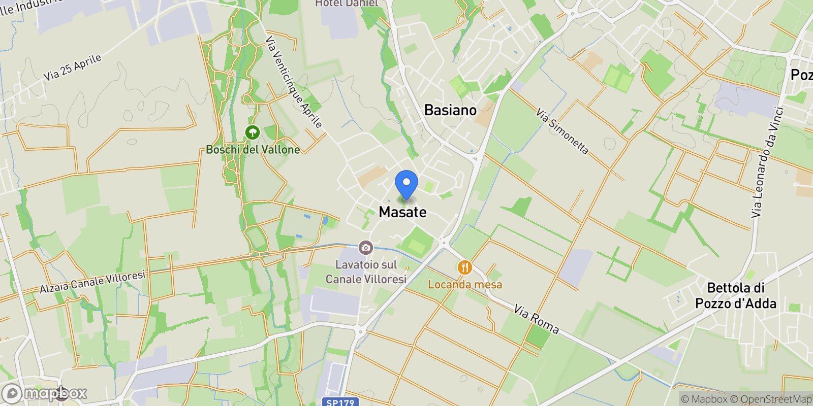 Map showing Via Salvador Allende, Masate, Lombardy, Italy.