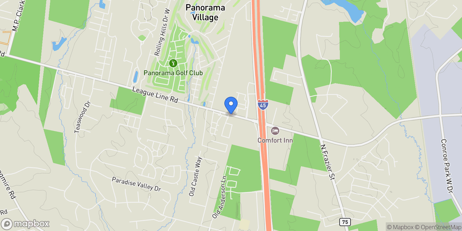 Map showing 1709 Madera Oaks Court, Conroe, TX 77304, Conroe, Texas, United States.
