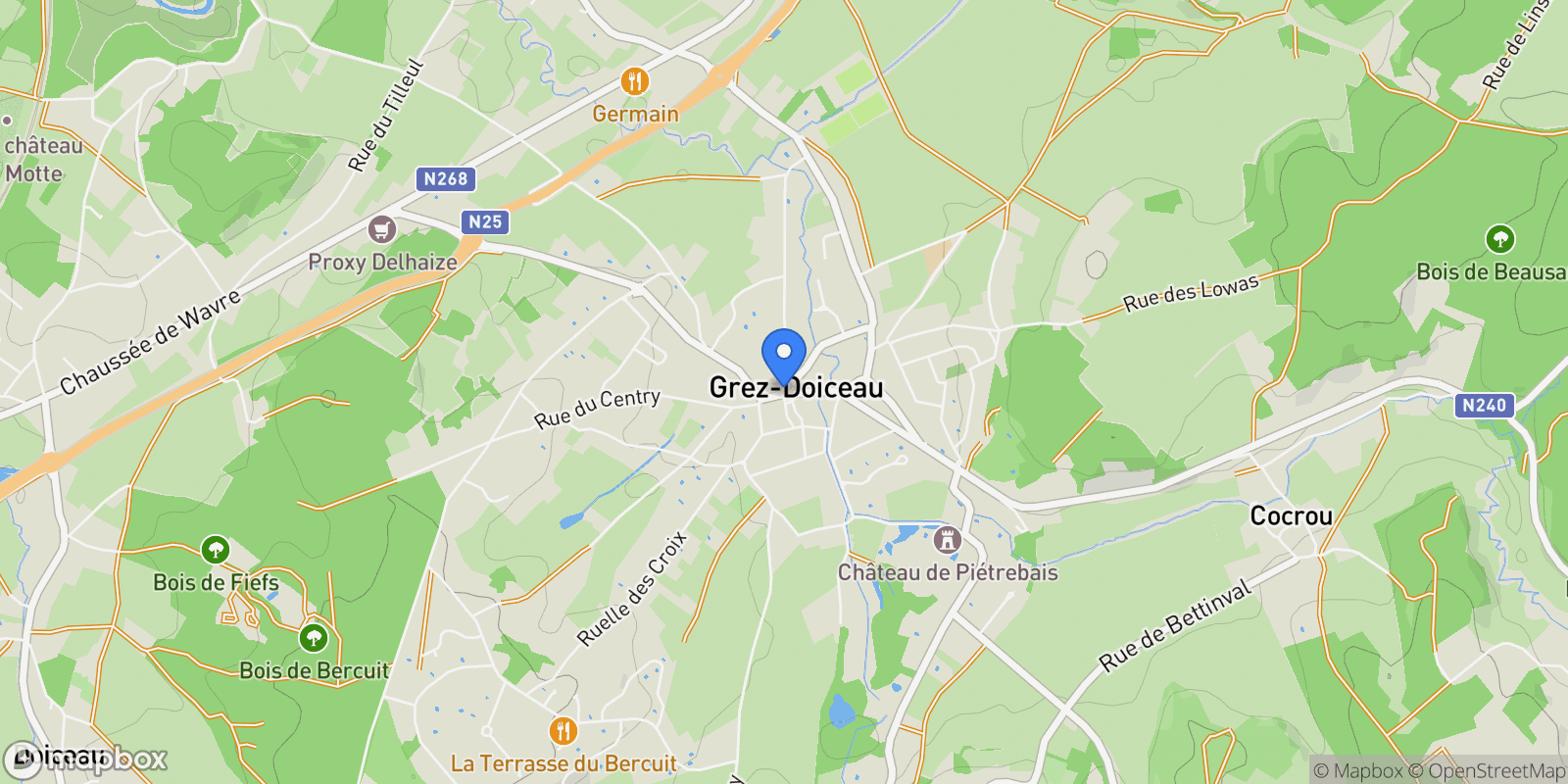Map showing 1390 Grez-Doiceau, Belgium, Grez-Doiceau, Wallonia, Belgium.