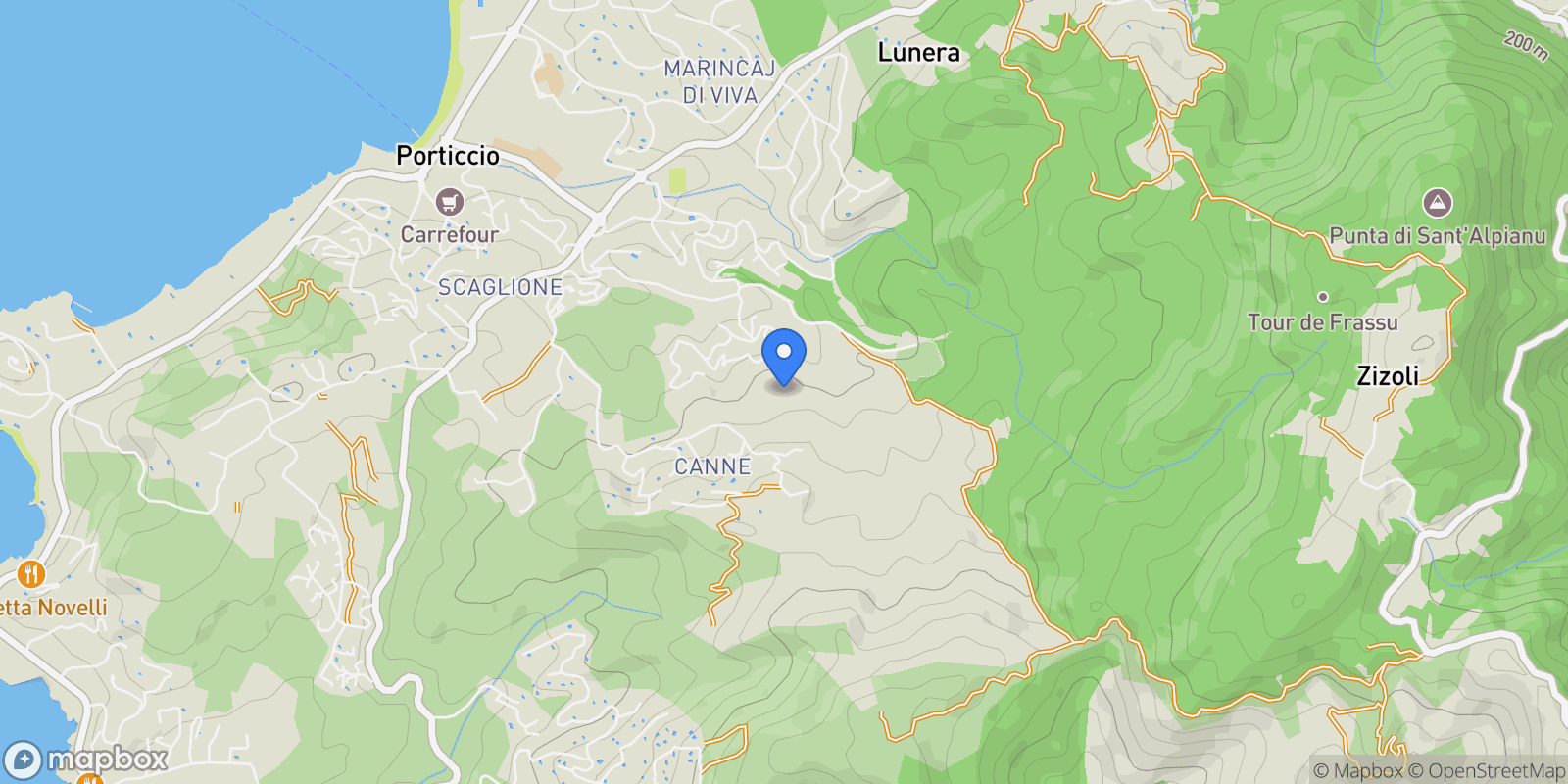 Map showing Grosseto-Prugna, Corsica, France.