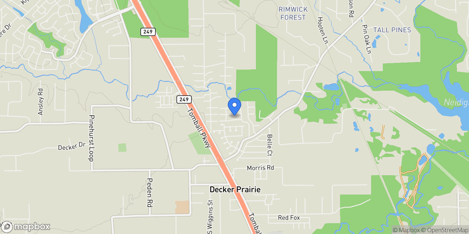 Map showing 2008 Green Terrace Lane, Pinehurst, TX 77362, Pinehurst, Texas, United States.