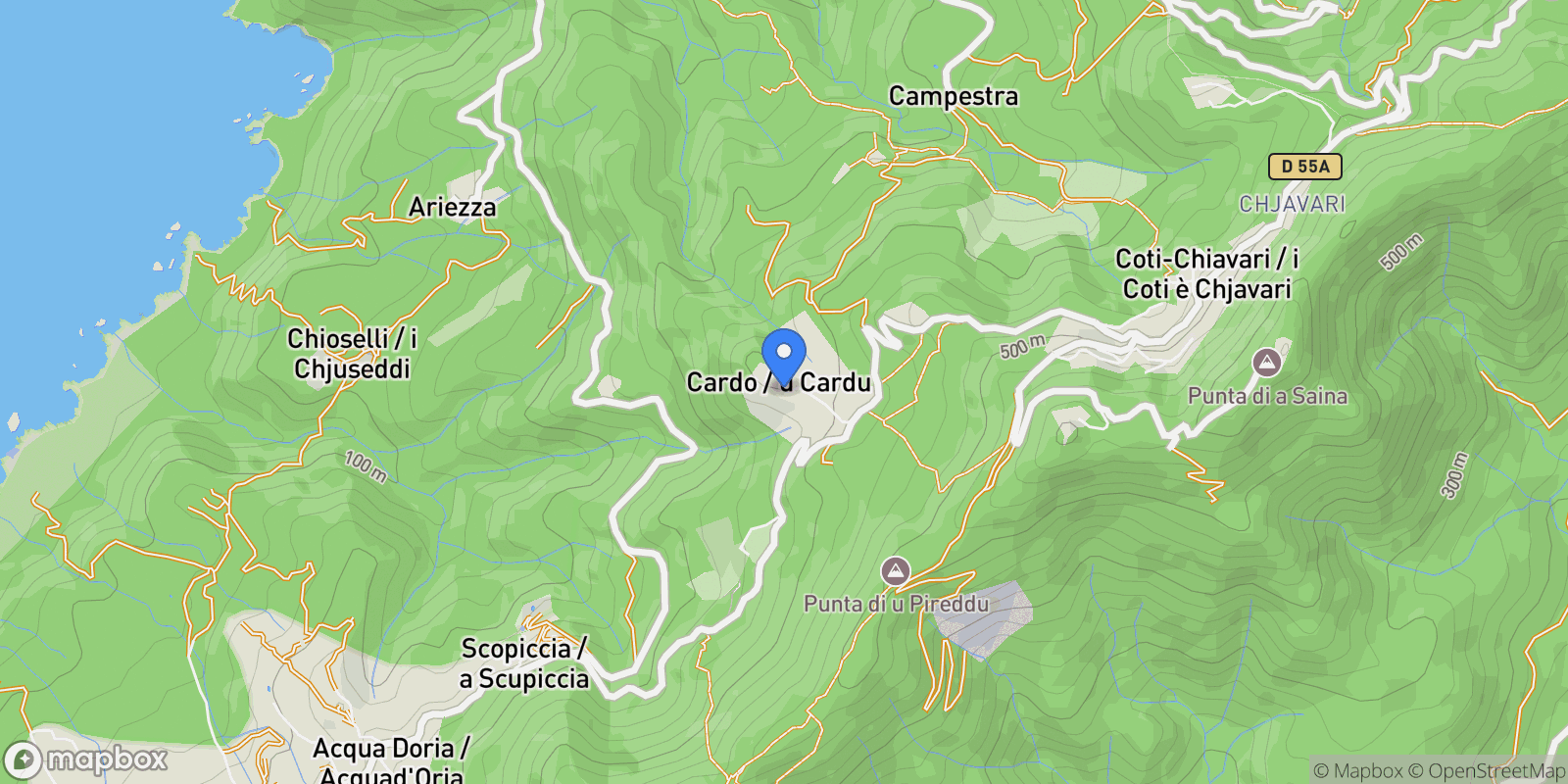 Map showing Coti-Chiavari, Corsica, France.