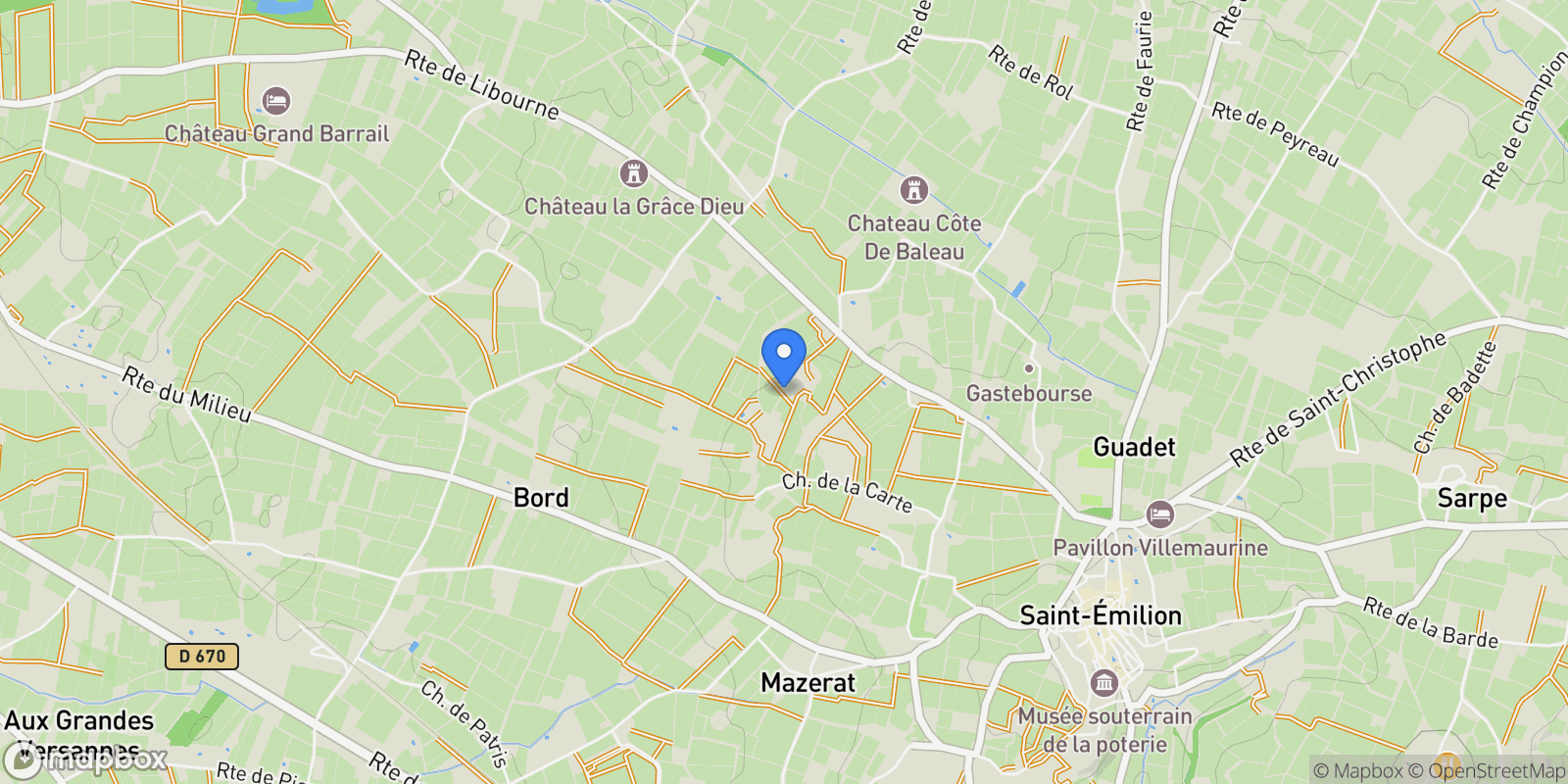 Map showing Saint-Émilion, Nouvelle-Aquitaine, France.