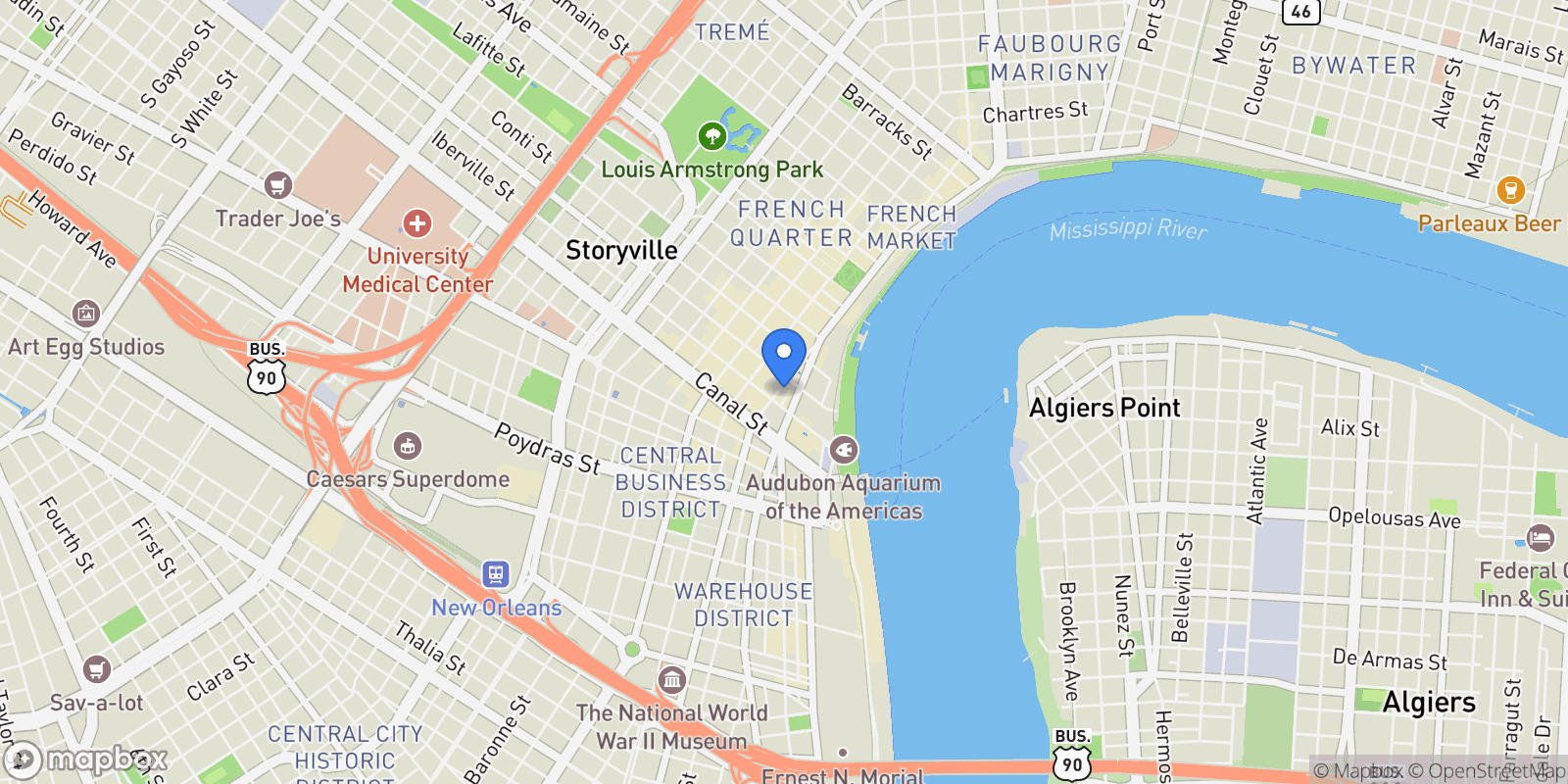 Map showing 220 DECATUR Street 306, New Orleans, Louisiana, United States.