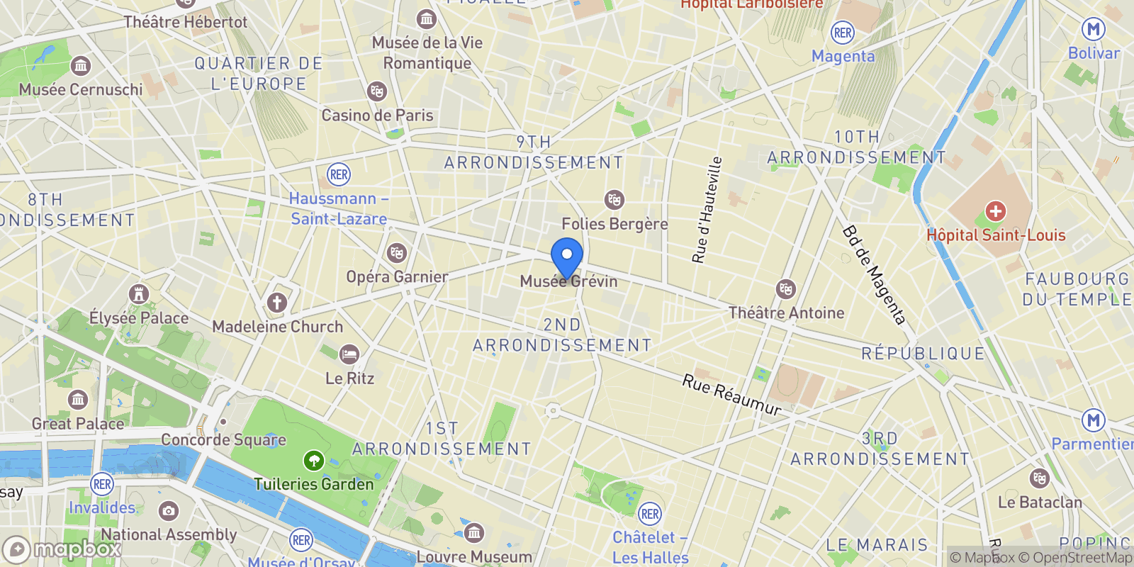 Map showing Paris, Île-de-France, France.