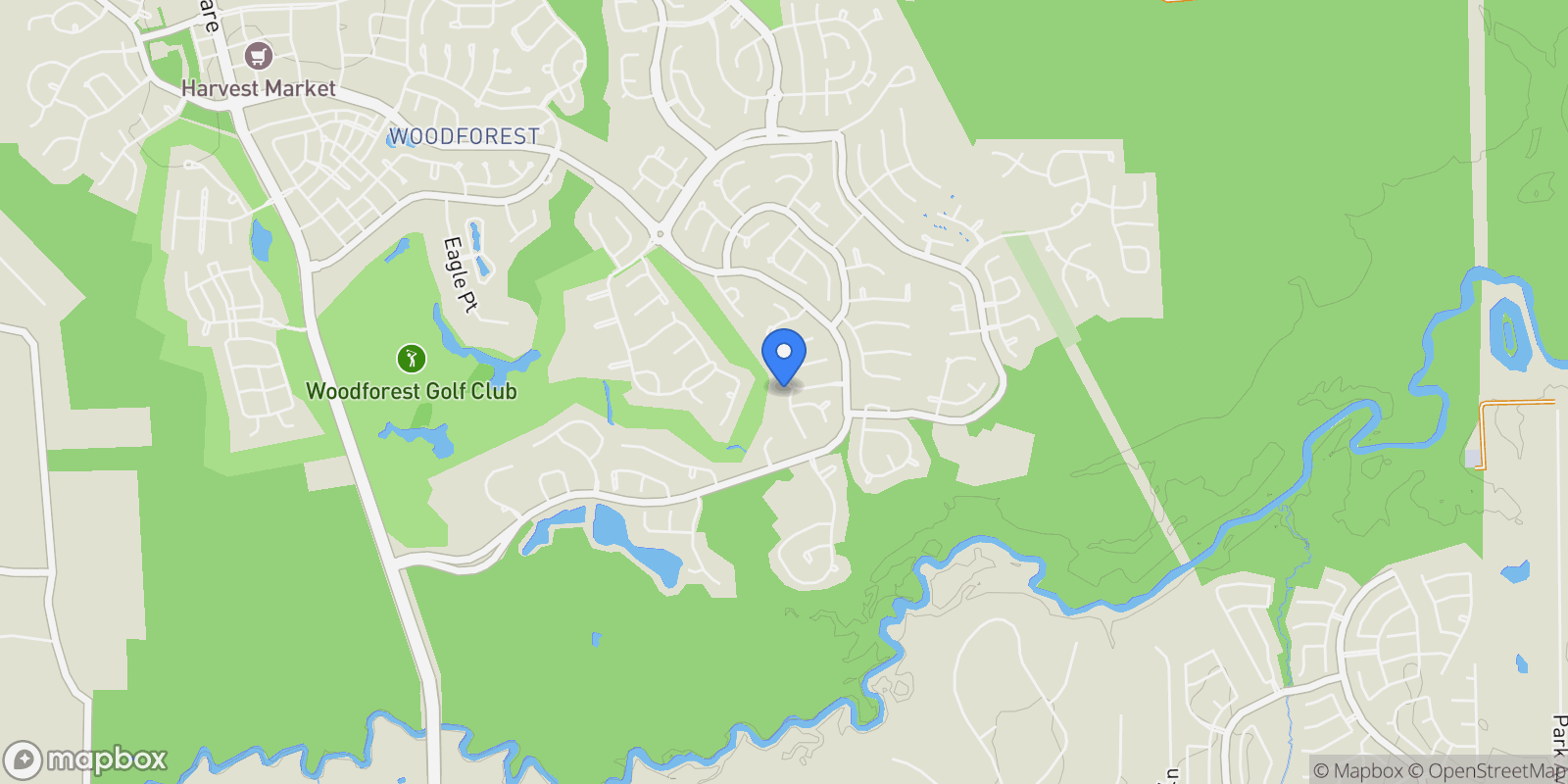 Map showing 134 Pacific Grove Drive, Montgomery, TX 77316, Montgomery, Texas, United States.