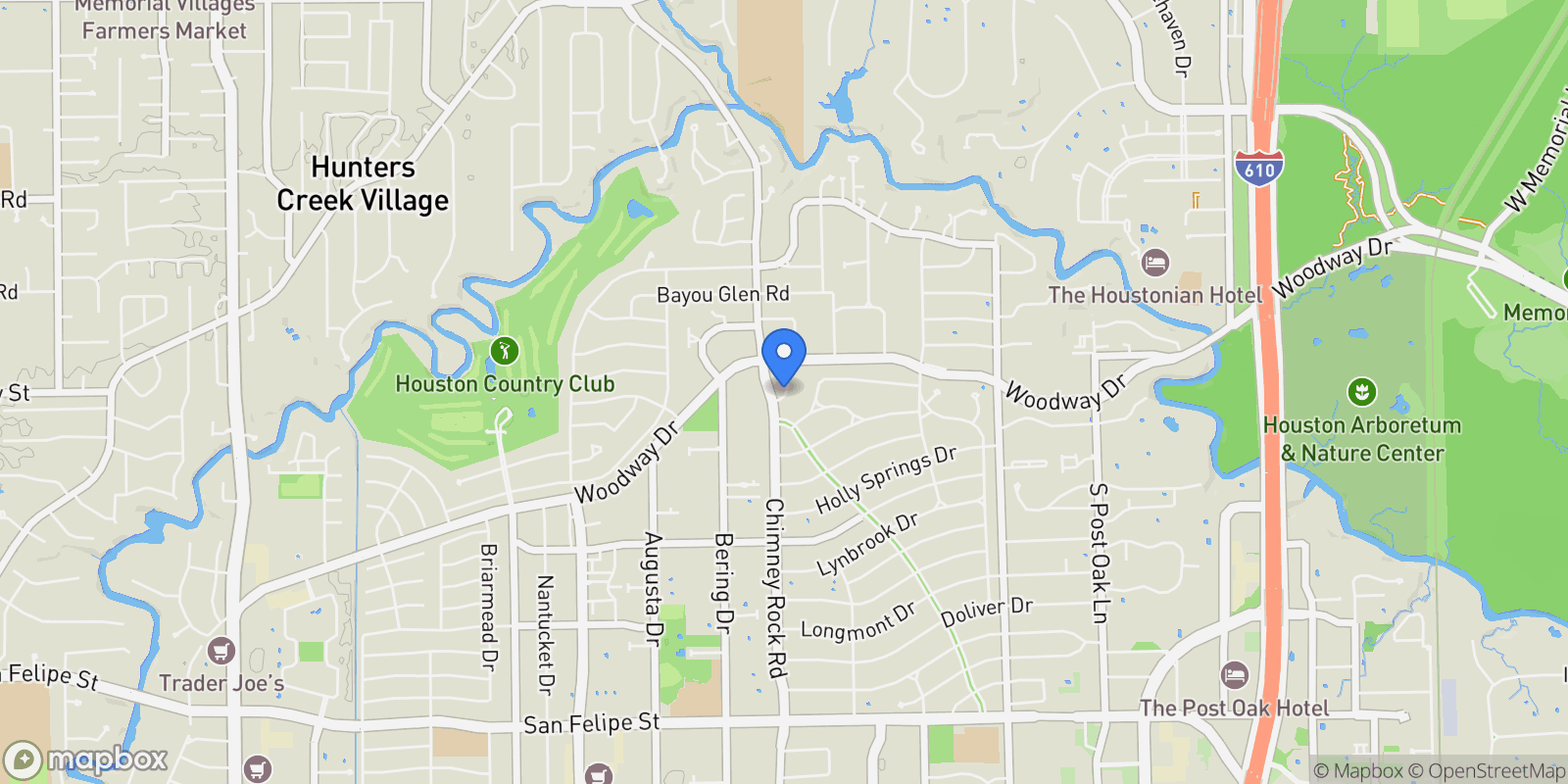 Map showing 5506 Russett Drive, Houston, TX 77056, Houston, Texas, United States.