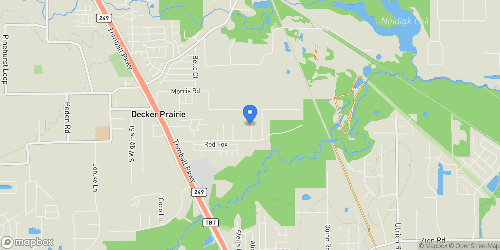 Map showing 1083 Ginger Glade Lane, Pinehurst, TX 77362, Pinehurst, Texas, United States.