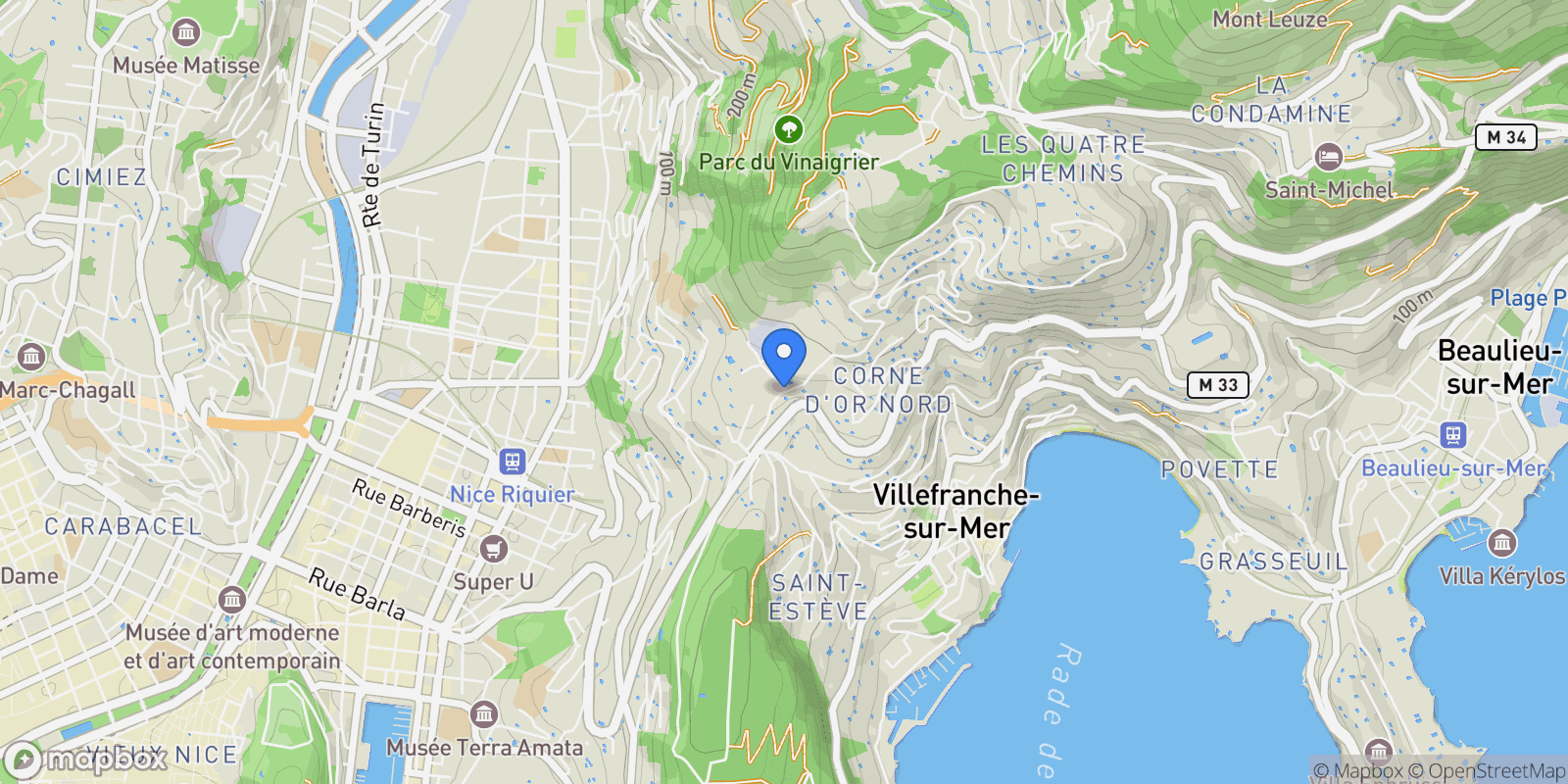 Map showing Nice, Provence-Alpes-Côte d'Azur, France.