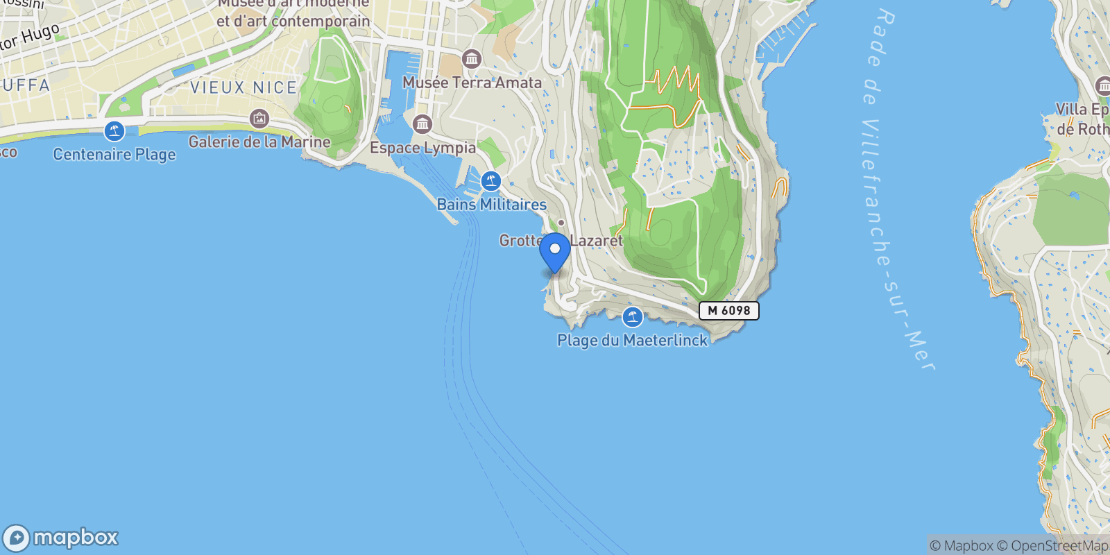 Map showing Nice, Provence-Alpes-Côte d'Azur, France.