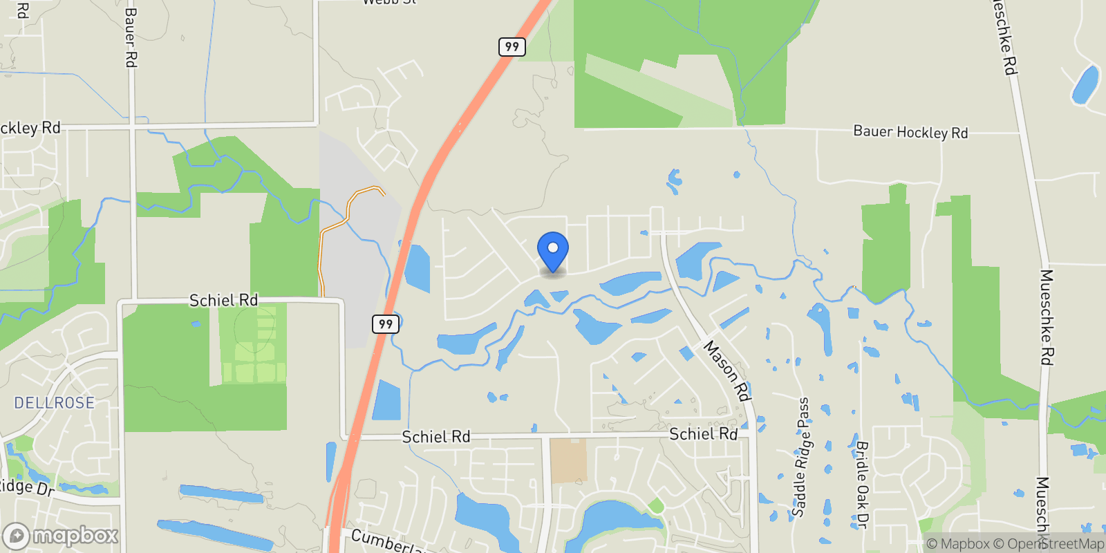 Map showing 21303 Fairhaven Creek Drive, Cypress, TX 77433, Houston, Texas, United States.