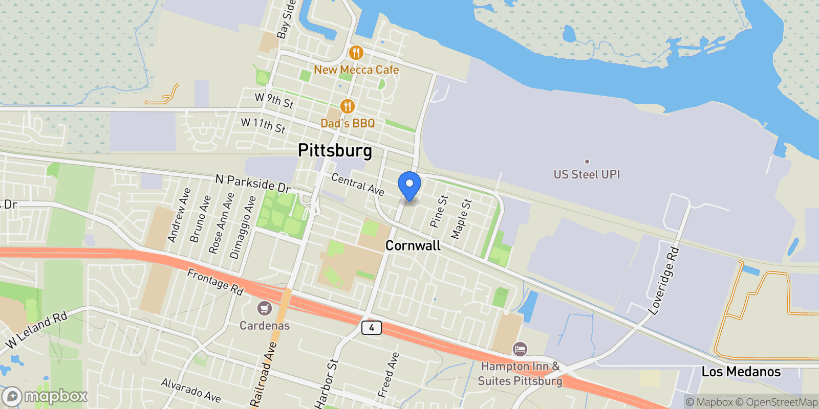 Map showing 532 Central Ave, Pittsburg, CA 94565, Pittsburg, California, United States.