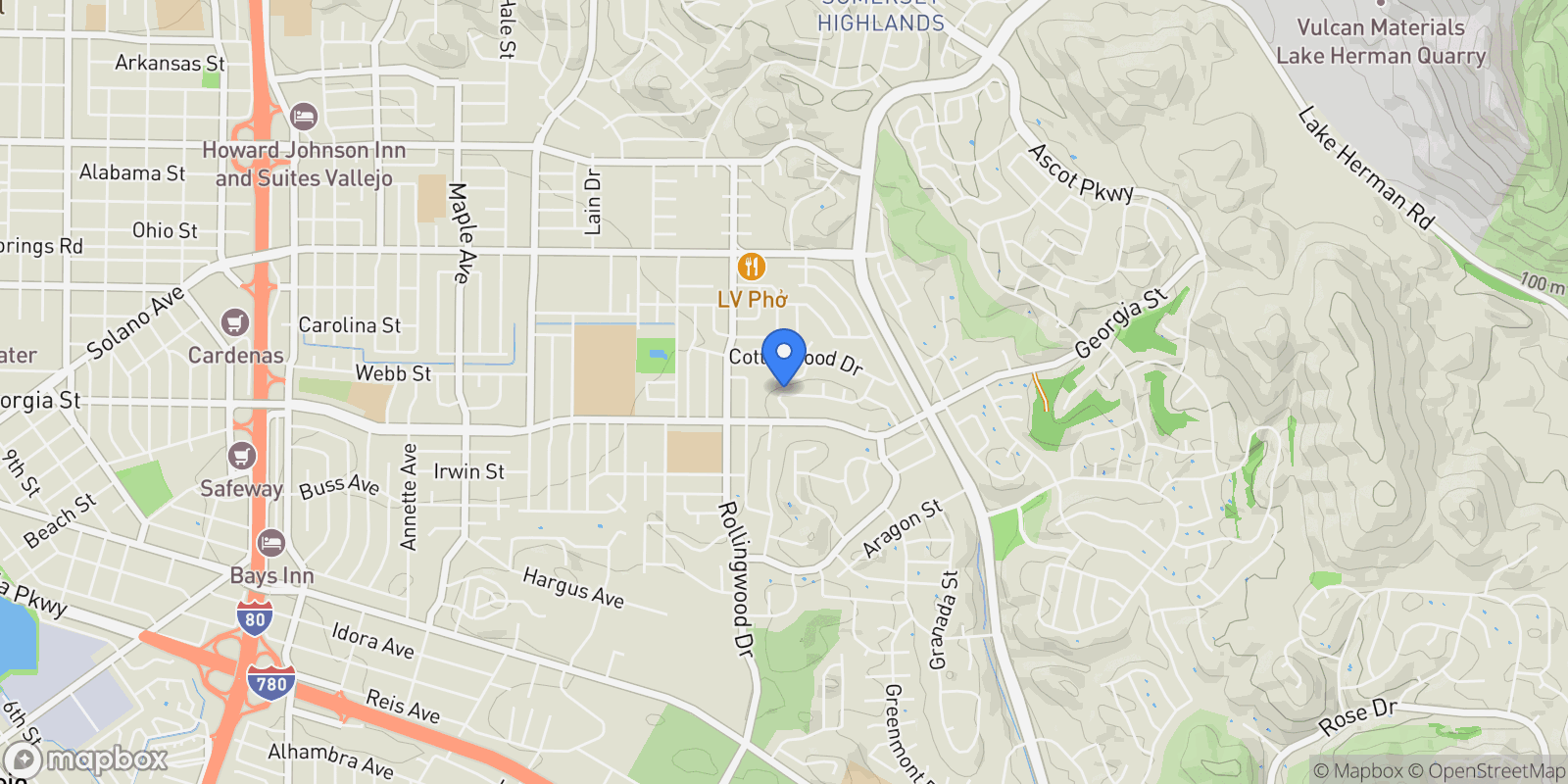 Map showing 200 Corkwood St, Vallejo, CA 94591, Vallejo, California, United States.