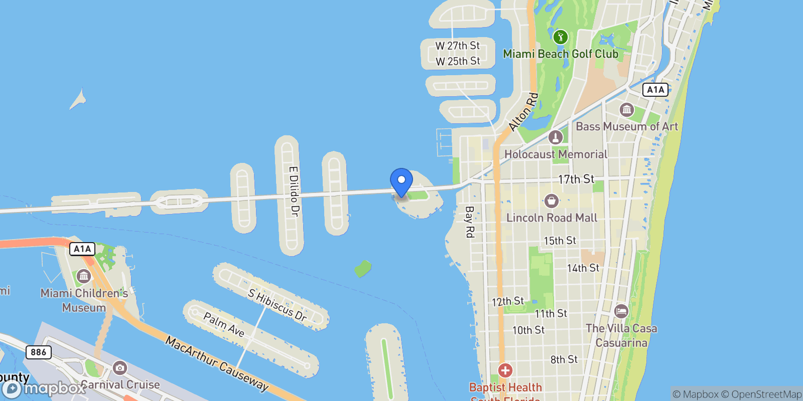 Map showing 5 Island Ave 15G, Miami Beach, Florida, United States.