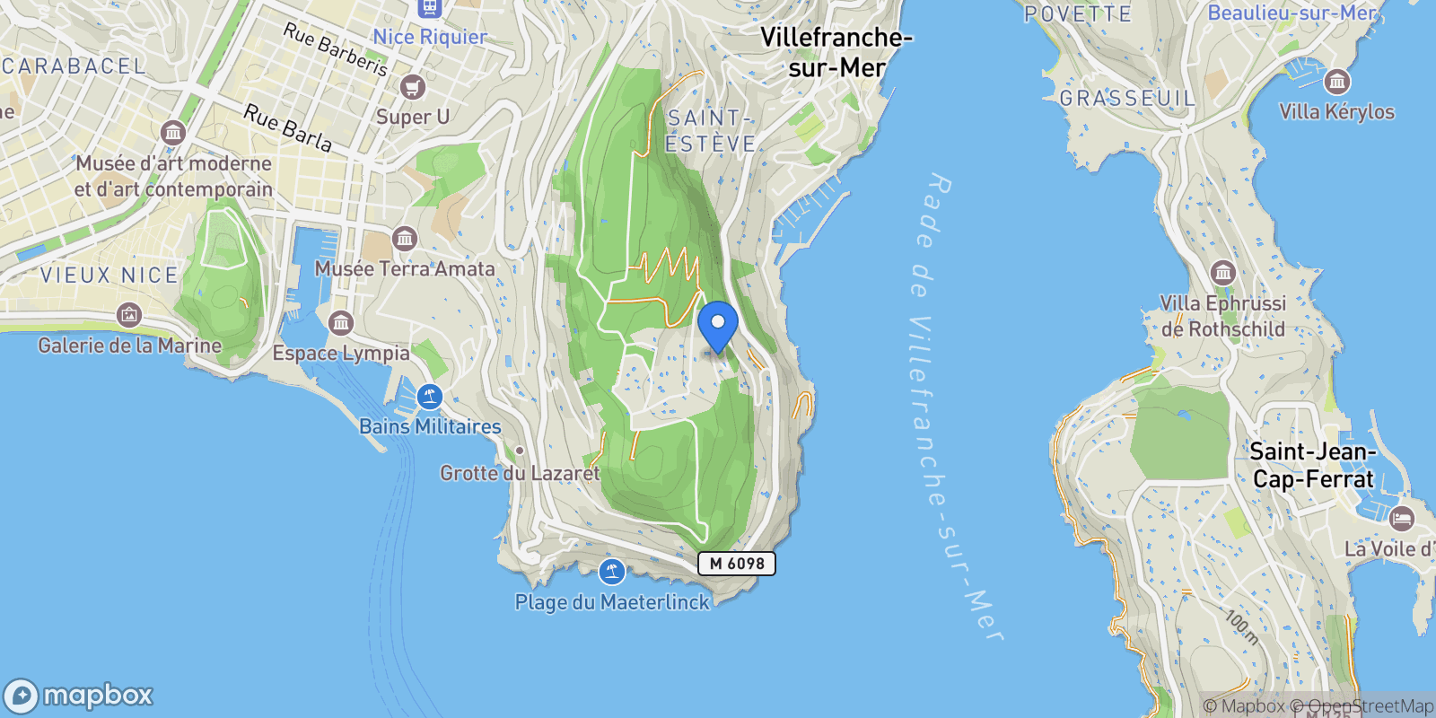 Map showing Nice, Provence-Alpes-Côte d'Azur, France.