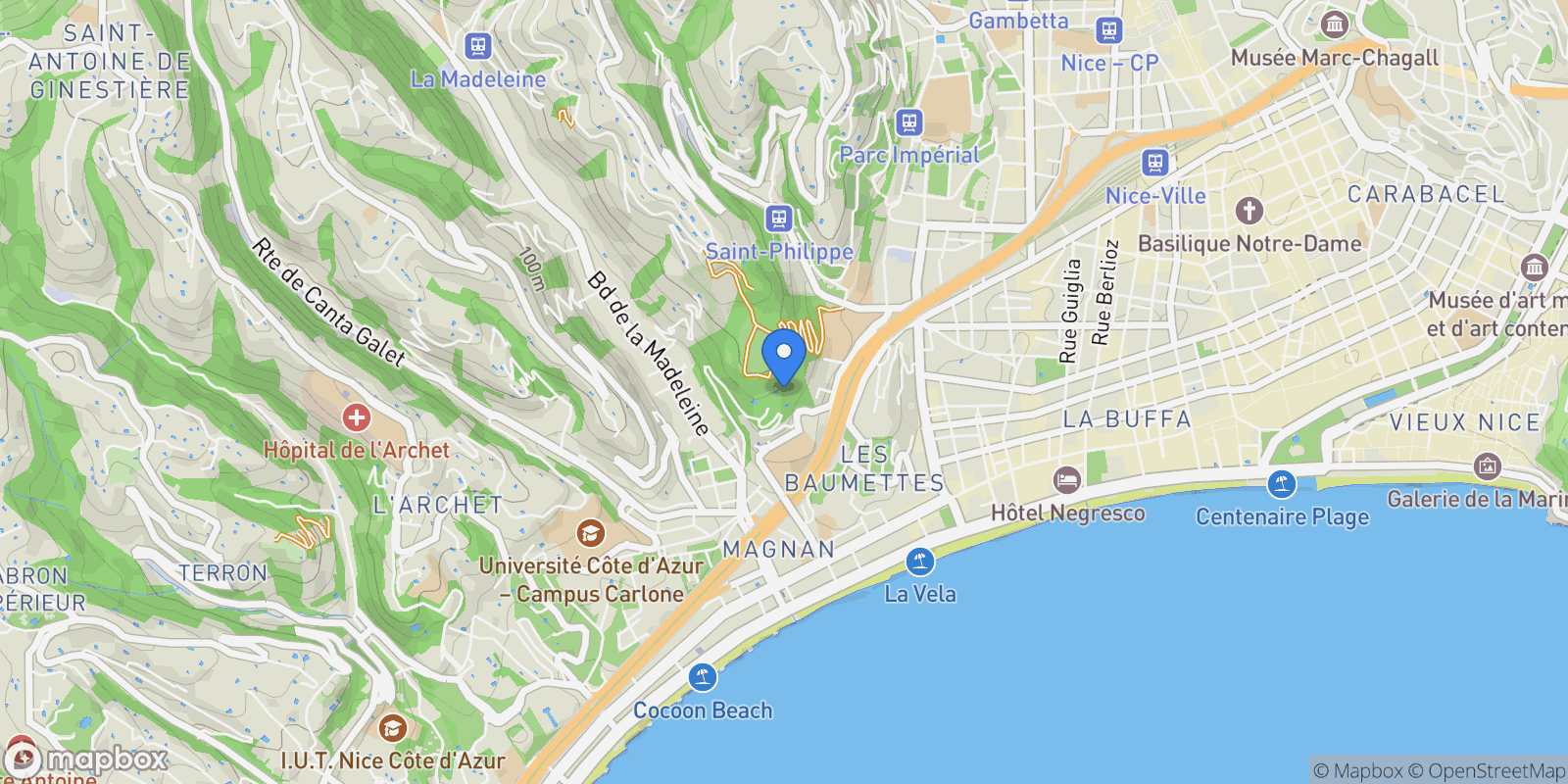 Map showing Nice, Provence-Alpes-Côte d'Azur, France.