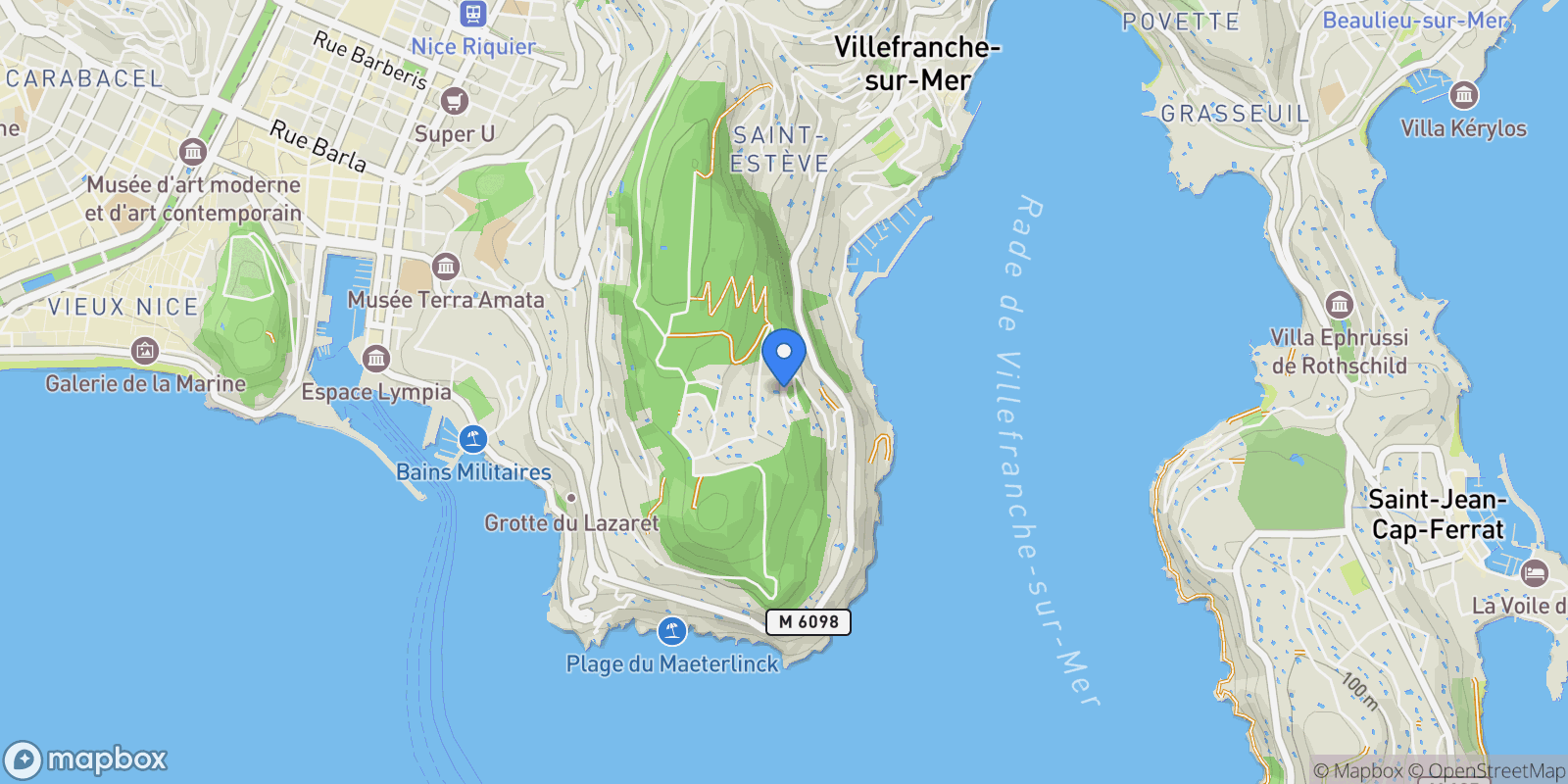 Map showing Nice, Provence-Alpes-Côte d'Azur, France.