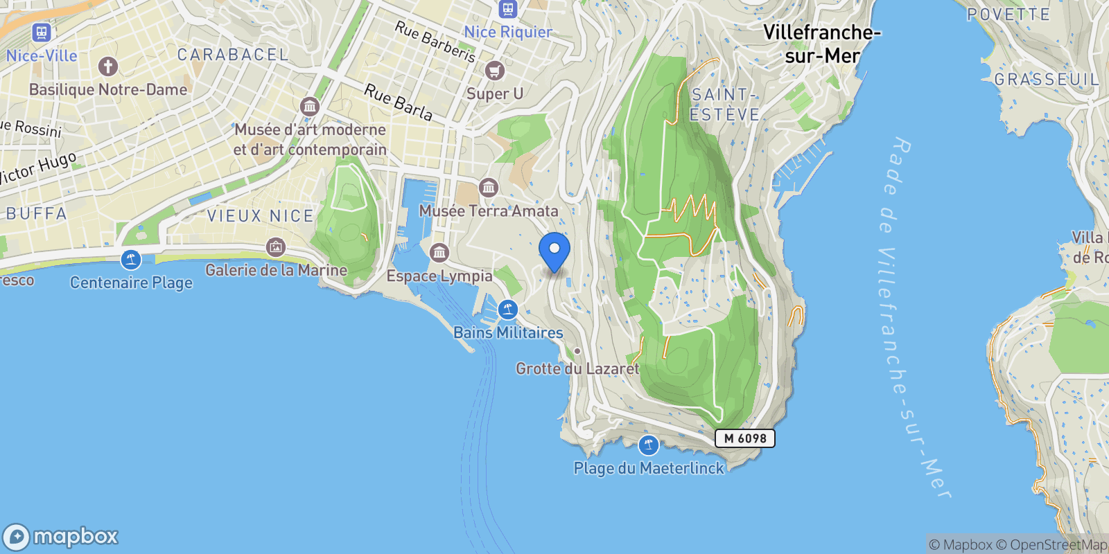 Map showing Nice, Provence-Alpes-Côte d'Azur, France.