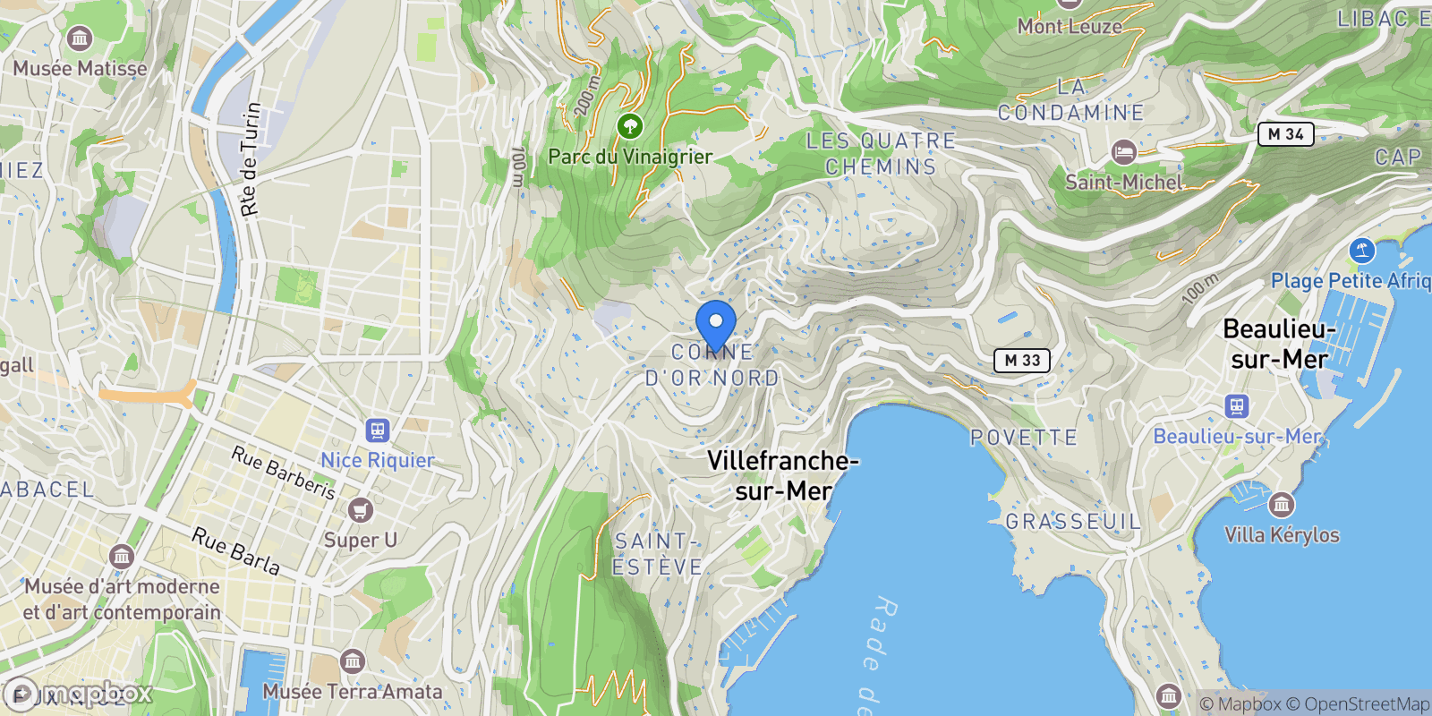 Map showing Villefranche-sur-Mer, Provence-Alpes-Côte d'Azur, France.