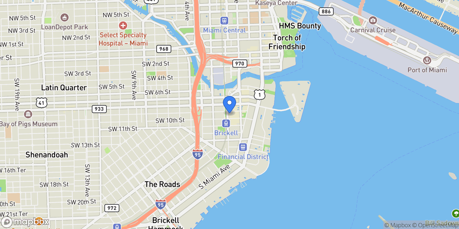 Map showing 999 SW 1st Ave 1903, Miami, Florida, United States.