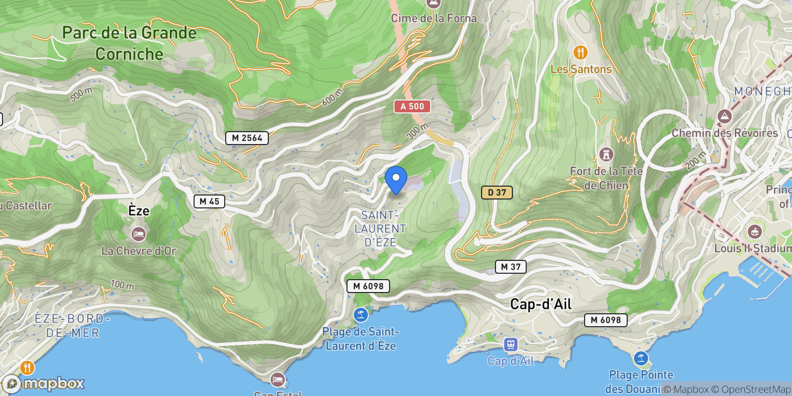 Map showing Èze, Provence-Alpes-Côte d'Azur, France.