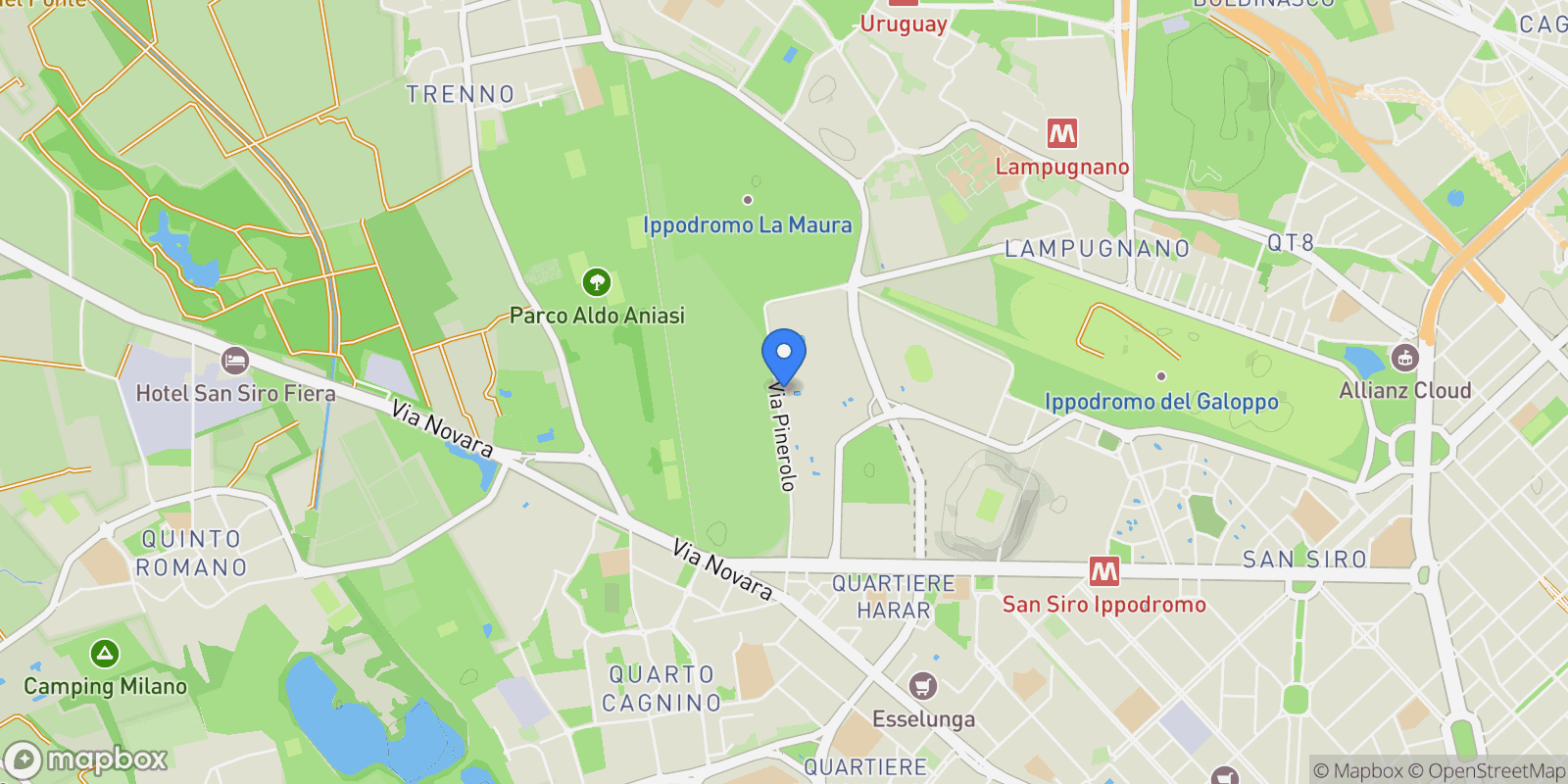 Map showing Via Pinerolo, 74, Milan, Lombardy, Italy.