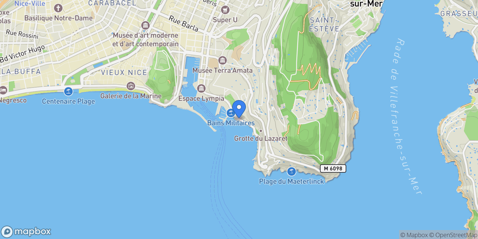 Map showing Nice, Provence-Alpes-Côte d'Azur, France.