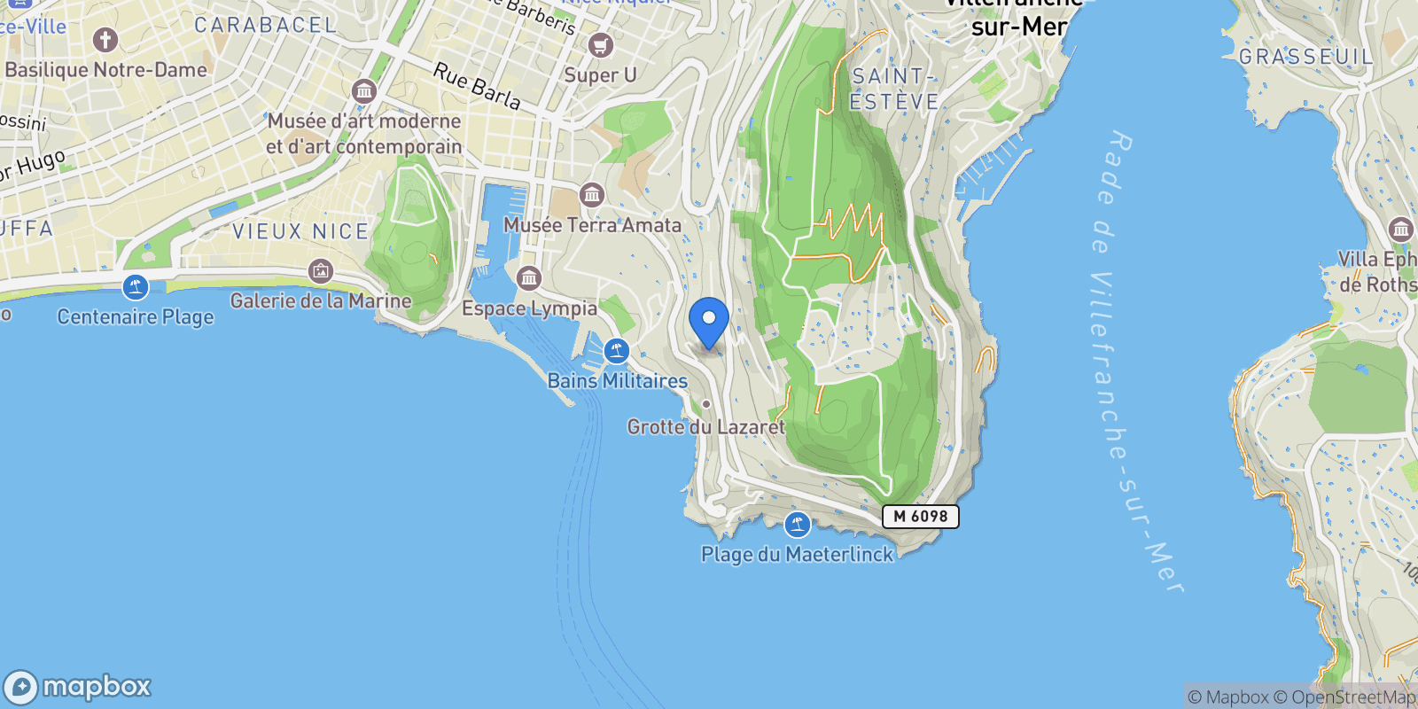 Map showing Nice, Provence-Alpes-Côte d'Azur, France.