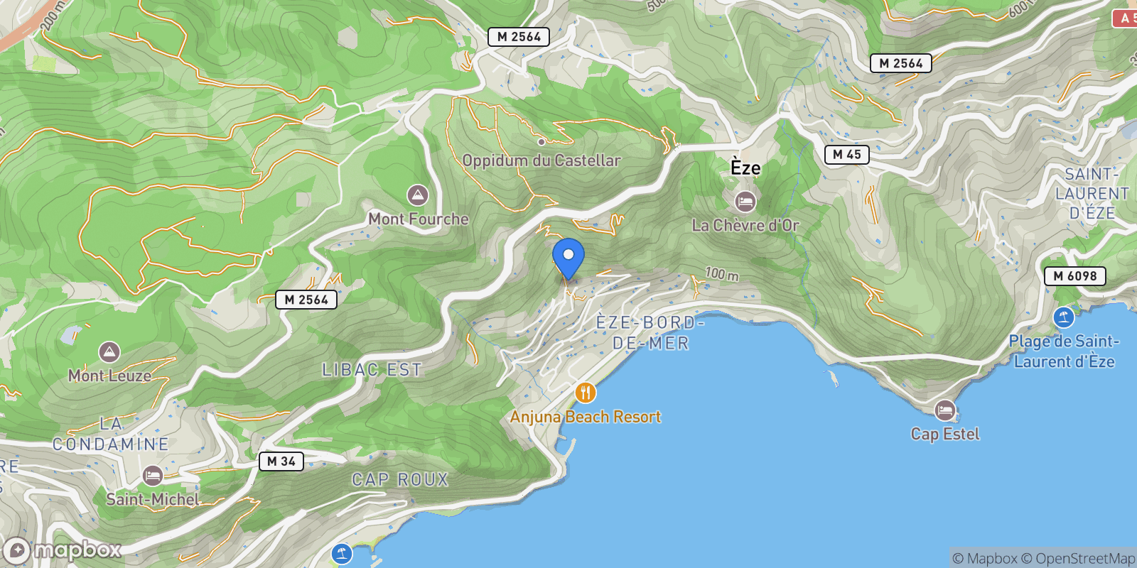 Map showing Èze, Provence-Alpes-Côte d'Azur, France.