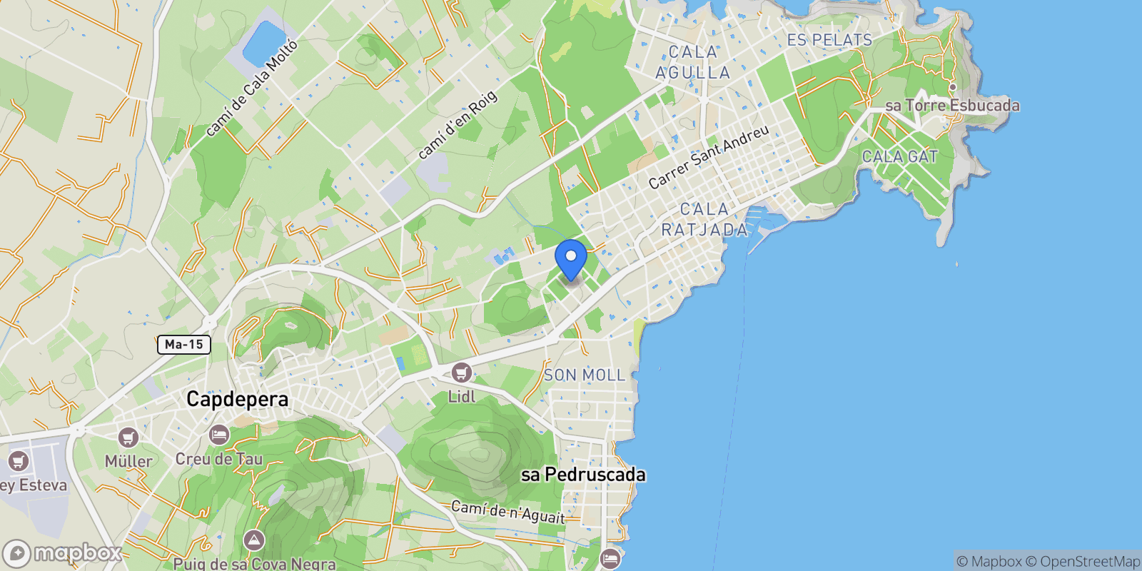 Map showing Cala Ratjada, Mallorca, Cala Ratjada, Capdepera, Balearic Islands, Spain.