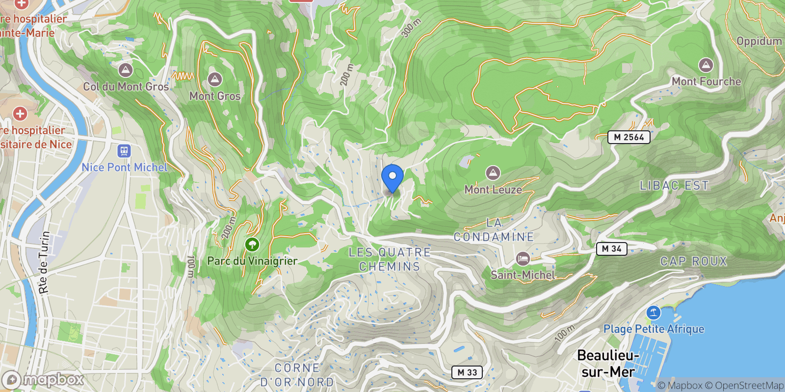 Map showing Villefranche-sur-Mer, Provence-Alpes-Côte d'Azur, France.