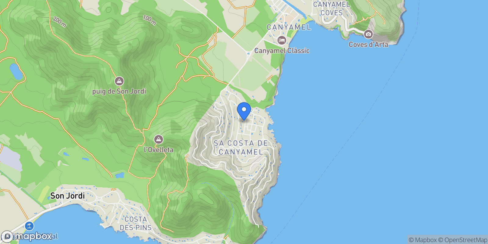 Map showing Canyamel, Mallorca, Canyamel, Capdepera, Balearic Islands, Spain.