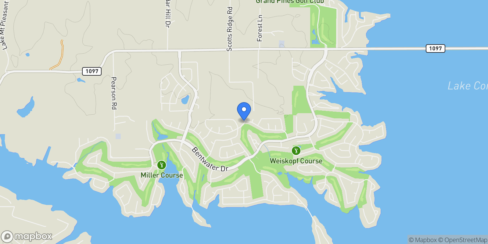 Map showing 203 Monterrey Road E, Montgomery, TX 77356, Montgomery, Texas, United States.